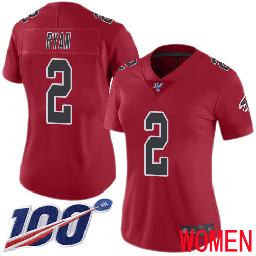 Atlanta Falcons Limited Red Women Matt Ryan Jersey NFL Football #2 100th Season Rush Vapor Untouchable